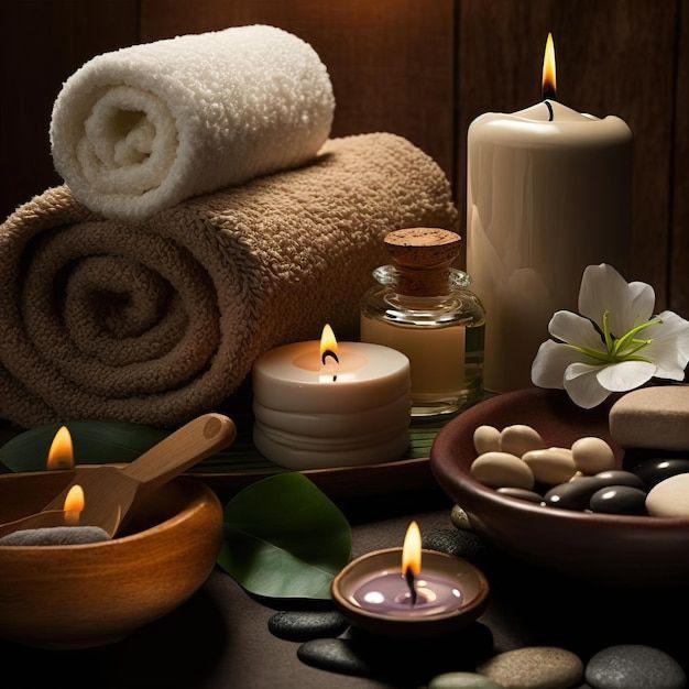 Candles and towels